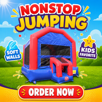 Château gonflable Fun Bounce rouge-bleu en PVC de 14 pieds, pour enfants, utilisation commerciale, installation facile, capacité maximale de 220 lb, pour jardin.