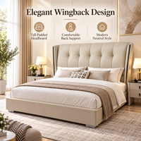 Lit capitonné avec tête de lit extra haute et capitonnée, lit de luxe King/Queen pour hôtel de luxe ou chambre principale