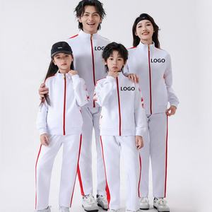 Conjunto de Roupa Esportiva de Alta Qualidade para Lazer com Manga Longa para Homens, Mulheres e Crianças, Jaqueta e Calças de Futebol, Conjunto de 2 Peças, Traje Branco e Azul - Product Image 4