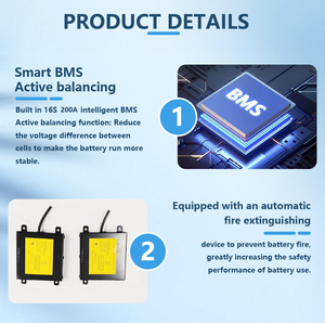 Batería de almacenamiento de energía apilable de 16 kWh y 51.2 V 314 Ah con equilibrador activo de 5 A integrado y extintor de incendios, BMS de 200 A para energía solar - Stock en Polonia - Product Image 4