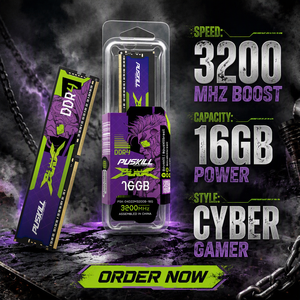 PUSKILL DDR4 16GB UDIMM หน่วยความจำ RAM สำหรับเดสก์ท็อป 3200MHz 288 พิน 1.2V หน่วยความจำ RAM ความจุสูงสำหรับงานเรนเดอร์ 3 มิติ การตัดต่อวิดีโอ - Product Image 1