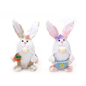 复活节侏儒毛绒春季复活节兔子手工制作的瑞典托姆与复活节鸡蛋胡萝卜精灵娃娃兔子无脸侏儒