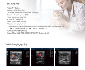 Système d'échographie vétérinaire haute résolution, appareil de diagnostic ultrasonore Doppler couleur médical pour animaux - Product Image 6