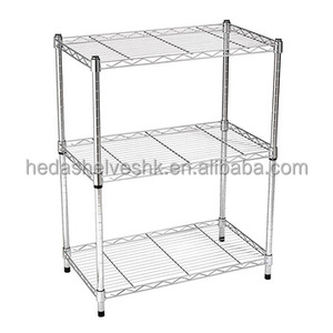 Factory Production 3-layer Chrome <b>Wire</b> Shelving Metal Storage <b>Rack</b> Warehouse Heavy Duty Racking - Product Image 1