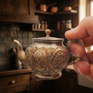 Théière vintage en métal avec couvercle et poignée, design floral décoratif, pots à eau, bouilloires - Product Image 2