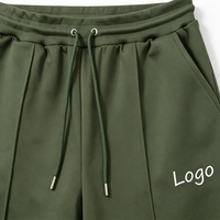 Shorts de survêtement vert olive personnalisés pour hommes avec logo, cordon de serrage, taille élastique, poches avant, style décontracté, athlétique, streetwear