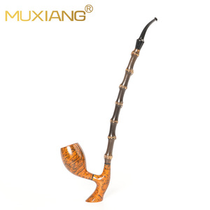 Muxiang Heather Wood Pipe Bamboo Joint Long Handle Tobacco Pipe For Men Smoking - Product Image 1