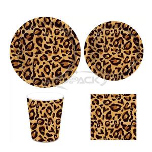 Usine <span class=keywords><strong>Jungle</strong></span> imprimé léopard vaisselle en papier <span class=keywords><strong>jetable</strong></span> ensemble de dîner assiettes de Restaurant 7 9 pouces plats en papier <span class=keywords><strong>assiette</strong></span> à gâteau en papier - Product Image 3