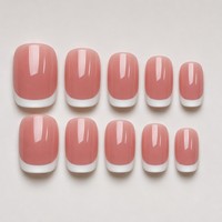 Faux ongles roses en amande à presser, couvrance totale, ensemble d'ongles acryliques pré-dessinés pour femmes