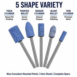 Kit de têtes de ponçage rotatives en corindon bleu, accessoires pour <span class=keywords><strong>outils</strong></span> rotatifs, embouts abrasifs de polissage avec tige de 3 mm - Product Image 1