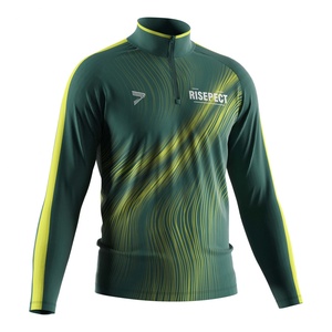 T-shirt de sport à séchage rapide pour homme, imprimé, pour le fitness, la course à pied, le cricket, avec design de maillot de cricket et capuche à quart de zip - Product Image 3