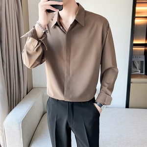 <span class=keywords><strong>เสื้อ</strong></span>เชิ้ตผู้ชายผ้า<span class=keywords><strong>ไหม</strong></span>น้ำแข็ง เซ็กซี่ คุณภาพดี ทรงหลวม สีพื้น ฮาราจูกุ สีขาว แขนยาว สไตล์ญี่ปุ่น - Product Image 4