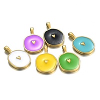 Yiwu Aceon acier inoxydable coulée crochet breloque irrégulière ovale rond coloré émail en relief coeur dos côté estampage pendentif