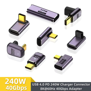 Adaptador de ángulo recto USB C PD 240W 40Gbps Adaptador USB C de 90 grados Adaptador macho a hembra USB C en forma de L <span class=keywords><strong>con</strong></span> <span class=keywords><strong>video</strong></span> de 8K 60Hz - Product Image 1