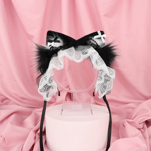Diadema Hecha a Mano con Orejas de Gato para Mujer, Tocado de Lolita, Horquilla de Chica Dulce, Accesorios de Diadema de Espectáculo de Cómic, Orejas de Animales de Felpa - Product Image 2