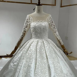 Princess Modern <b>Wedding</b> Dress Romantic Ball Gown Backless Beaded Appliques Long Sleeve Chapel Train Floor-Length Lsbh28 - Product Image 5