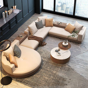 Muebles para el hogar modernos para sala de estar, sofá modular en forma de <span class=keywords><strong>L</strong></span>, sofá, diseño italiano, sofá Seccional de cuero curvo, conjunto de combinaciones - Product Image 1