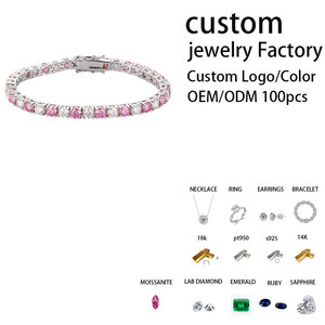 Bracelet tennis en moissanite rose et blanc, argent S925 plaqué rhodium, cadeau pour la Saint-Valentin, fête des mères, 16-19 cm - Product Image 2
