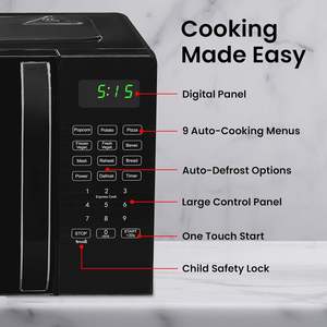 Four à micro-ondes multifonctionnel domestique 20L en acier inoxydable noir avec plateau tournant, contrôle numérique moderne et fonction grill - Vente en gros - Product Image 2