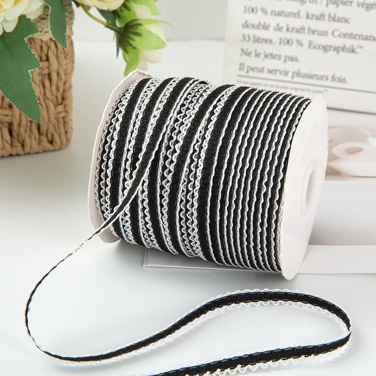 9mm black serrated bubble ribbon