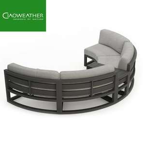 Ensemble <span class=keywords><strong>de</strong></span> <span class=keywords><strong>canapé</strong></span> <span class=keywords><strong>de</strong></span> <span class=keywords><strong>jardin</strong></span> extérieur rond <span class=keywords><strong>en</strong></span> aluminium, mobilier <span class=keywords><strong>de</strong></span> salon circulaire moderne pour patio avec coussins imperméables - Product Image 6