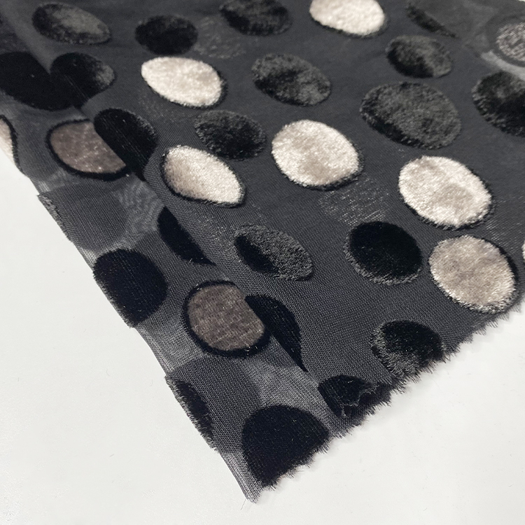 Harvest New Arrival Woven Burnout Printed Circle Dot Velvet Velour Viscose Nylon of Dress Fabric and Ladies Blouses