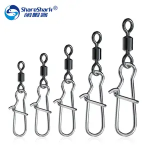210pcs/box Stainless Steel Fishing Swivel Snap Rolling Swivel Connector hooked Snaps Pin Ball Bearing Fishhook Lure Tackle Kit