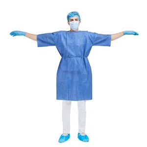 שמלת חולה עם שרוולים קצרים חד פעמיים לשימוש לשני המינים בגדי בית חולים לבדיקה