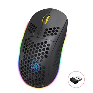 HXSJ T90 2.4G wireless mouse RGB luminous wireless game TYPE-C rechargeable mouse 750 mAh spot wholesale