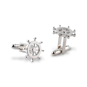Gemelos de metal huecos con diseño recortado para hombre, en oro y plata, para camisa francesa, de lujo, para caballero, con logotipo personalizado - Product Image 2