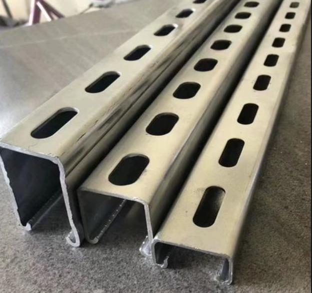 Custom Cut Size Q235 Steel Hot Dip Galvanized AiSi C Channel Purlin Perforated Holes Solar Mounting Bracket Bending Welding