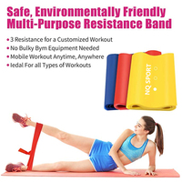 Bande de Résistance en Latex NQ SPORTS – Bleu/Violet/Rose Antidérapante et Très Élastique pour Yoga, Fitness, Exercice et Sports
