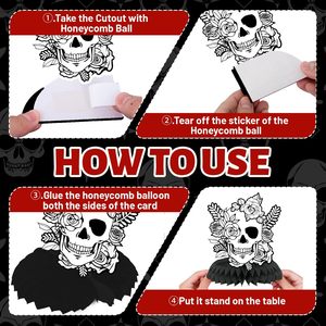 9 pièces Décorations de table alvéolées 'Bride to Be' <span class=keywords><strong>ou</strong></span> 'Bride or Die' pour enterrement de vie de jeune fille et Halloween - Product Image 4