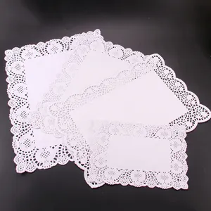 मिश्रित आकार आयत कागज फीता टेबल Doilies सफेद सजावटी Tableware Placemats कागज मैट