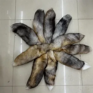 Großhandel Kristall 45cm große Black Fox Tail Fluffy Günstige Fox Fur Tail Schlüssel anhänger