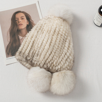 Meist verkaufte Mode Warm gestrickte Frauen Winter Nerz Pelzmütze