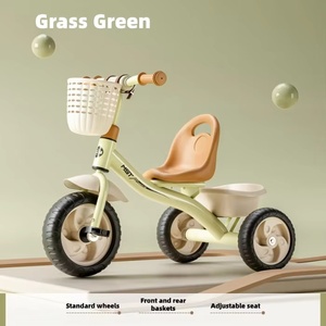 Triciclo Infantil <span class=keywords><strong>para</strong></span> Exteriores con Barra de Empuje, Bicicleta de 3 Ruedas Resistente <span class=keywords><strong>para</strong></span> Niños Pequeños con Cesta de Almacenamiento, Juguete <span class=keywords><strong>para</strong></span> Bebés - Product Image 2