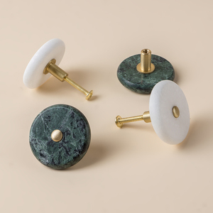 Natural Marble Dresser <strong>Drawer</strong> Pullers <strong>Funky</strong> Furniture Handles Marble and Solid Brass Pull Handles and <strong>Knobs</strong> - Product Image 1