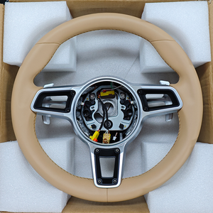 Volante de Cuero Beige Albaricoque sin Botones para Porsche 92A Cayenne 95B Macan 911 991.2 Carrera 982 718 Boxster Cayman - Product Image 6