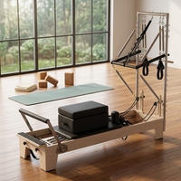 Kit Pilates Professionnel BSW High Reformer Half Cadillac en Bois d'Érable Écologique, Conception 2-en-1 Gain de Place pour Entraînement Complet du Corps