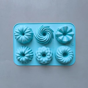 <b>Silicone</b> Donut Baking Molds,Multicolor Doughnut Pans,6-Cavity Designs Donut Flower And Swirl Shaped,Suitable for Baking - Product Image 2
