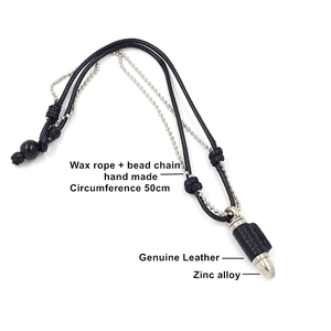 时尚饰品复古合金子弹形吊坠项链绳编织男士短颈链 - Product Image 5