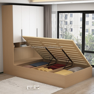 Ensembles de meubles de chambre modulaires en bois, lit tatami avec bureau, armoire et placards muraux pour petits espaces, appartement studio - Product Image 4