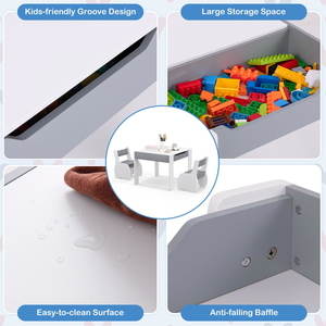 Juego de mesa y silla para niños, mesa de actividades de madera 4 en 1 y 2 sillas con <span class=keywords><strong>pizarra</strong></span> desmontable para Artes, dibujo, lectura - Product Image 4