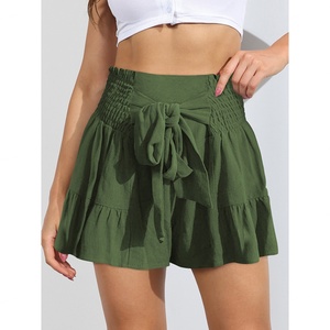 Pantalones Cortos de Mujer con Volantes y Tirantes, de Pierna Ancha, Estilo Casual y Versátil, de Alta Calidad, OEM Personalizado al por Mayor - Product Image 1