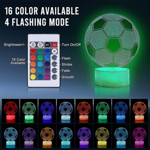Euro Cup 3D lampe avec télécommande changement de couleur cadeau commémoratif pour les fans de football LED veilleuse pour décor de chambre à coucher - Product Image 5