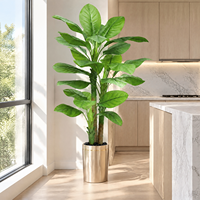 Arbre bananier artificiel de 1,5 m, plante tropicale artificielle avec feuilles réalistes pour la décoration de la maison, du bureau ou du porche.