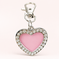 Mini pendentif médaillon cœur rétro en alliage de zinc avec strass, cadre photo, fermoir mousqueton pivotant, pour animaux de compagnie (chien, chat), vente en gros