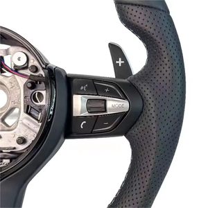 Volant de direction en fibre de carbone automobile d'usine avec chauffage Garniture en fibre de carbone en nid d'abeille et bande blanche nette pour BMW - Product Image 6