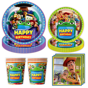 Nuovo Arrivo Set di Decorazioni per Feste di Compleanno a Tema Cartoni Animati, Piatti e Bicchieri di Carta Usa e Getta, Palloncini, Set di Stoviglie in Carta - Product Image 4